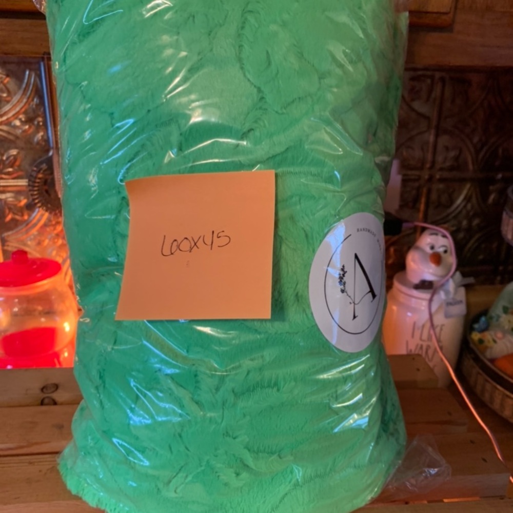 60x45 Minky Fluorescent green Embossed blanket both sides